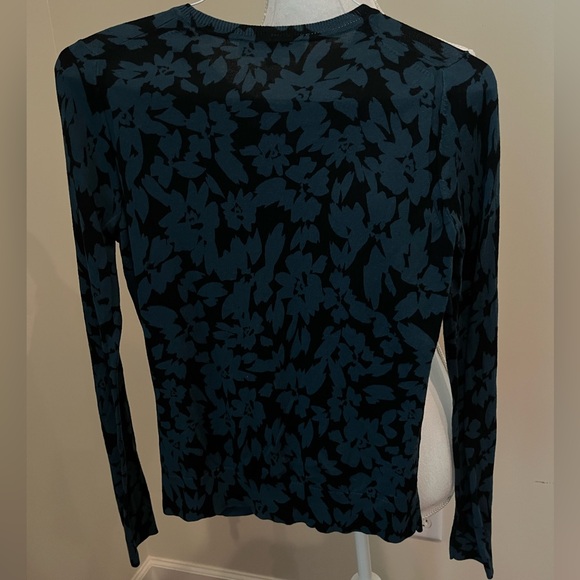 Loft green & black button down cardigan- M - Picture 2 of 4